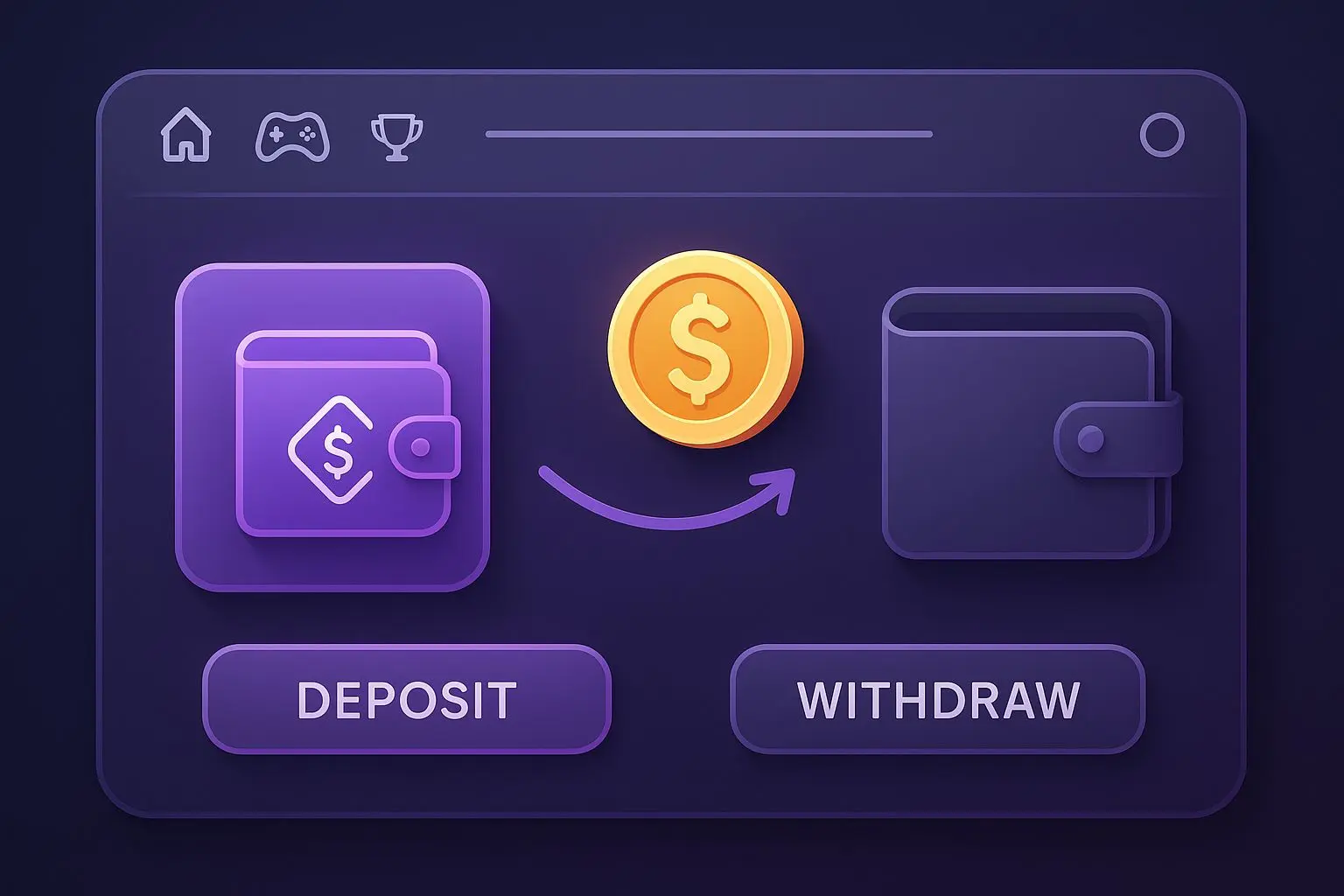 E-wallet and one-dollar deposit concept for online gaming
