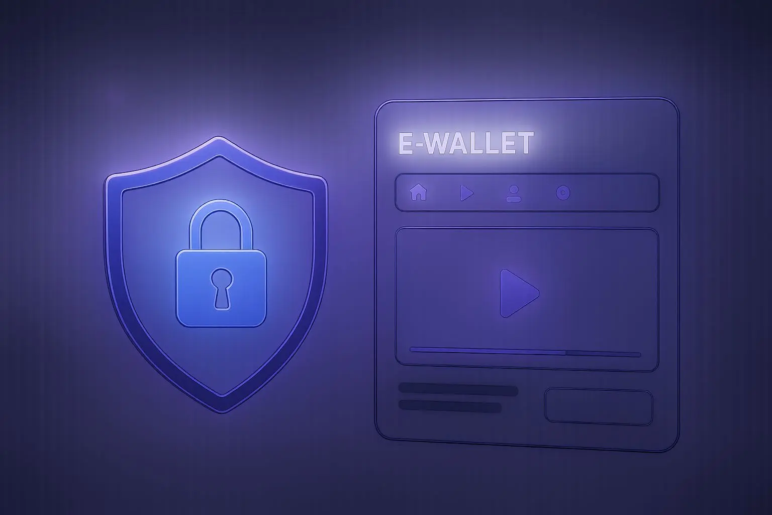 Security shield and e-wallet safety concept for online gaming payments