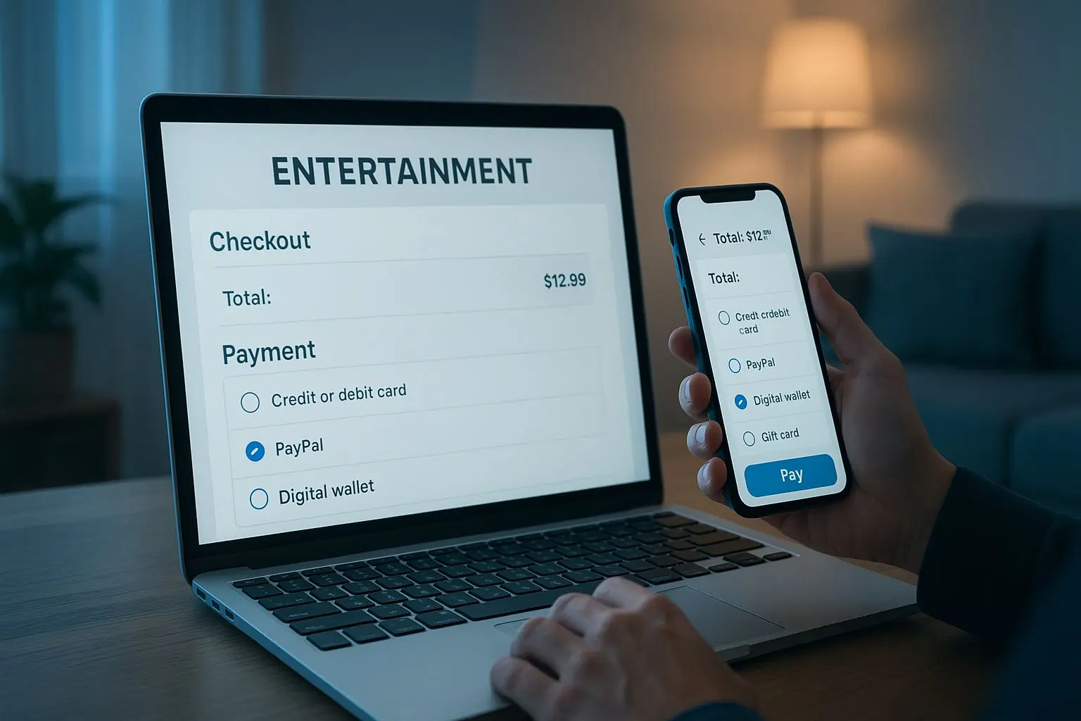 User selecting a digital wallet payment option on an online platform