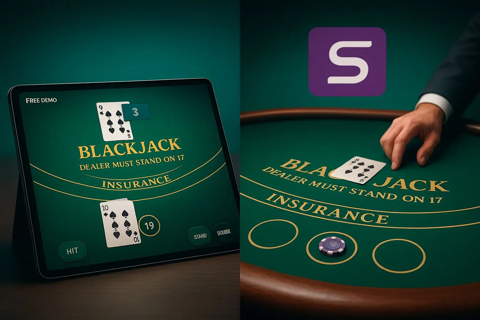 Free blackjack demo and real money blackjack with Skrill comparison