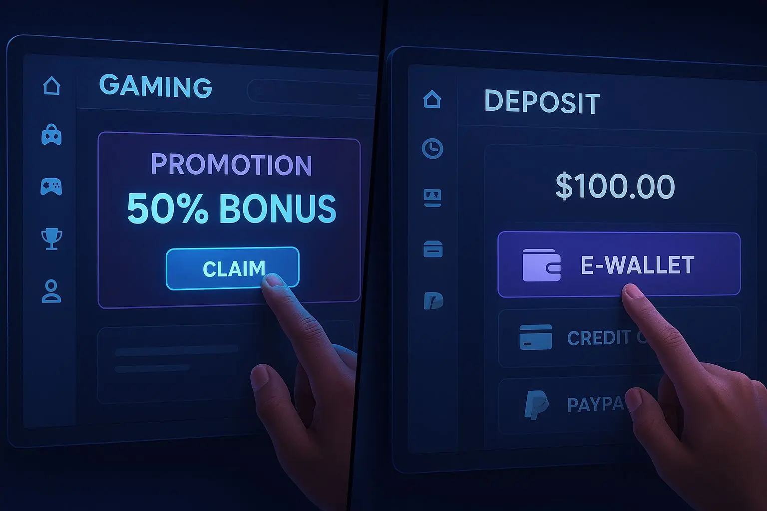 User activates cashback promo and selects Skrill-style wallet on deposit page