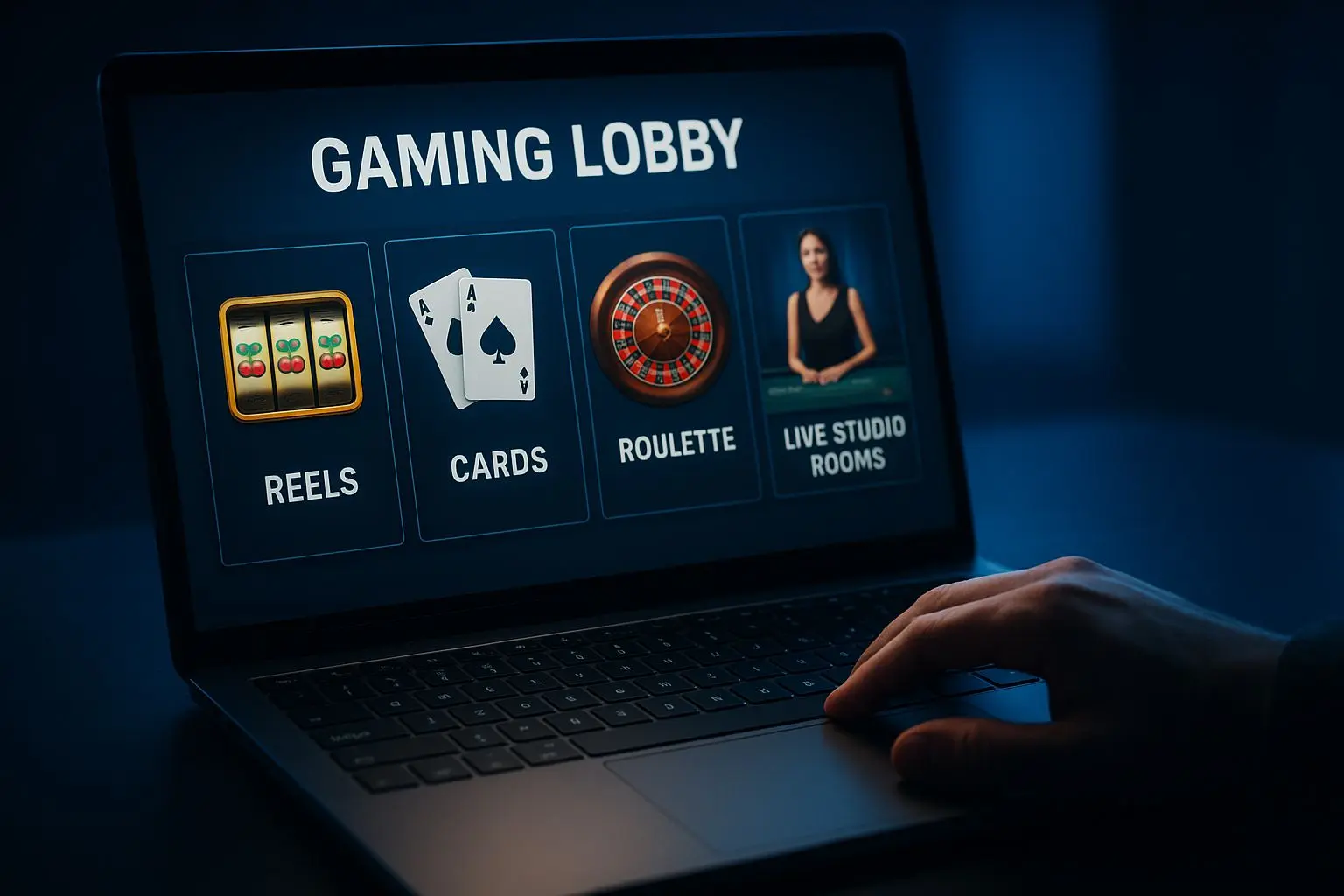 Player choosing between different game categories in an online lobby