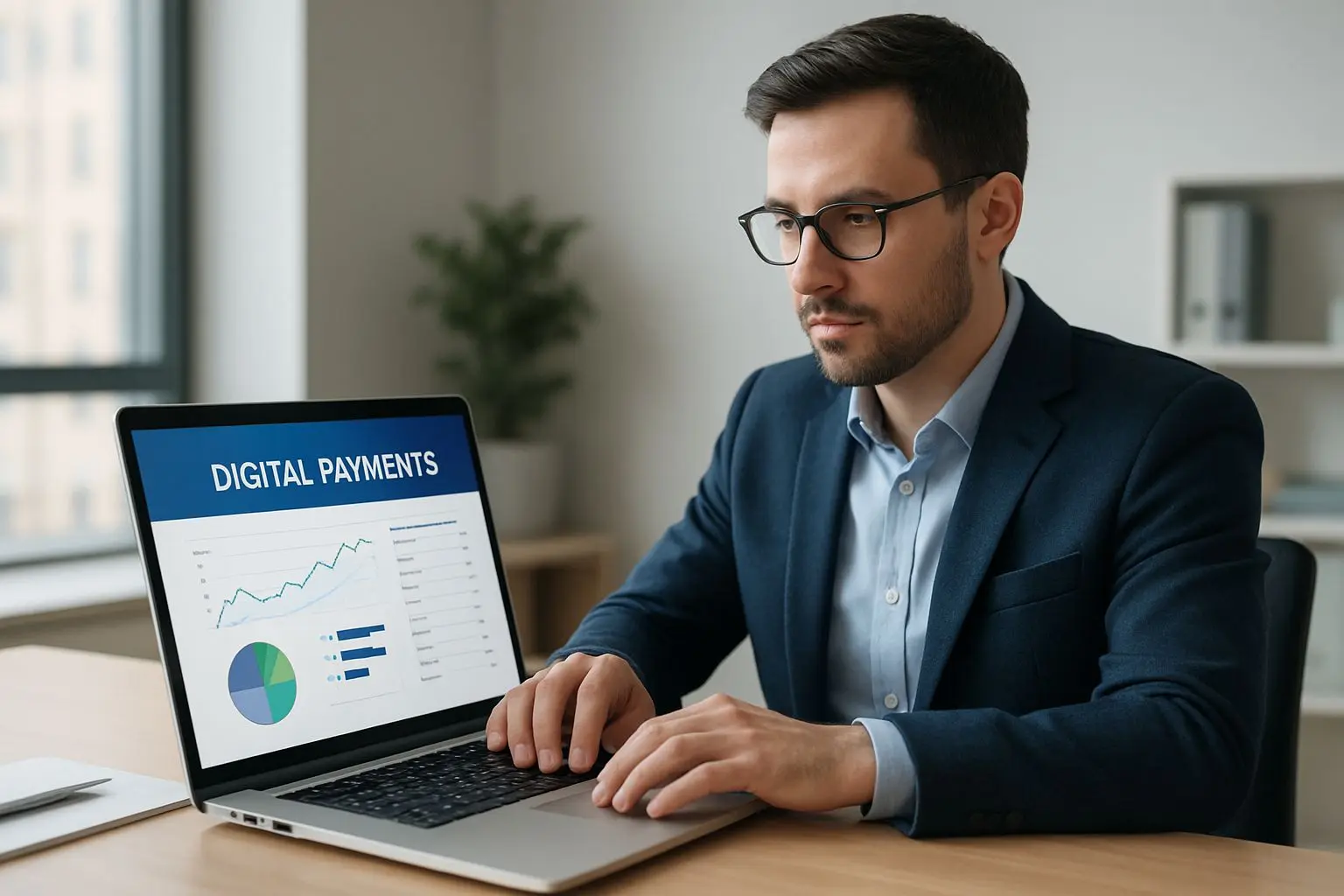 Expert reviewing online payment methods on a laptop