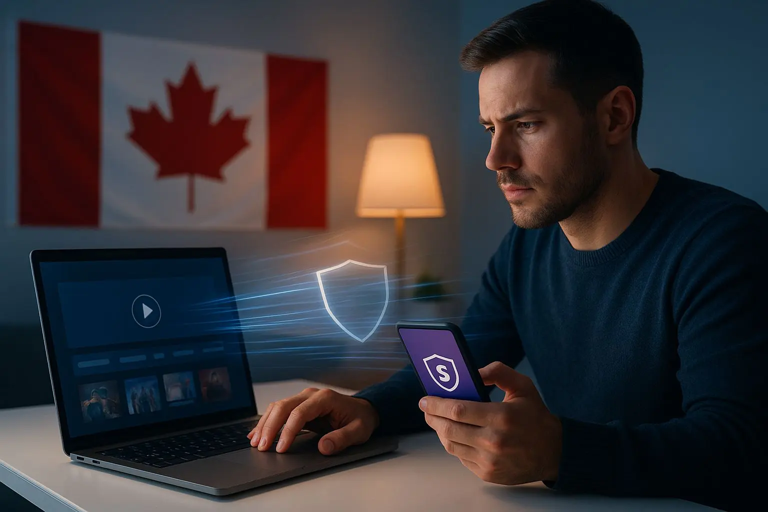Player using Skrill on laptop and phone in Canada