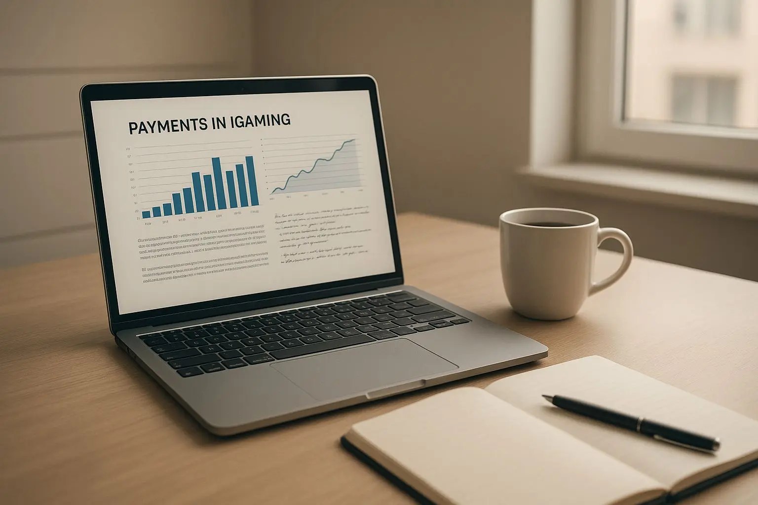 Editorial workspace for an online payments and gaming content writer