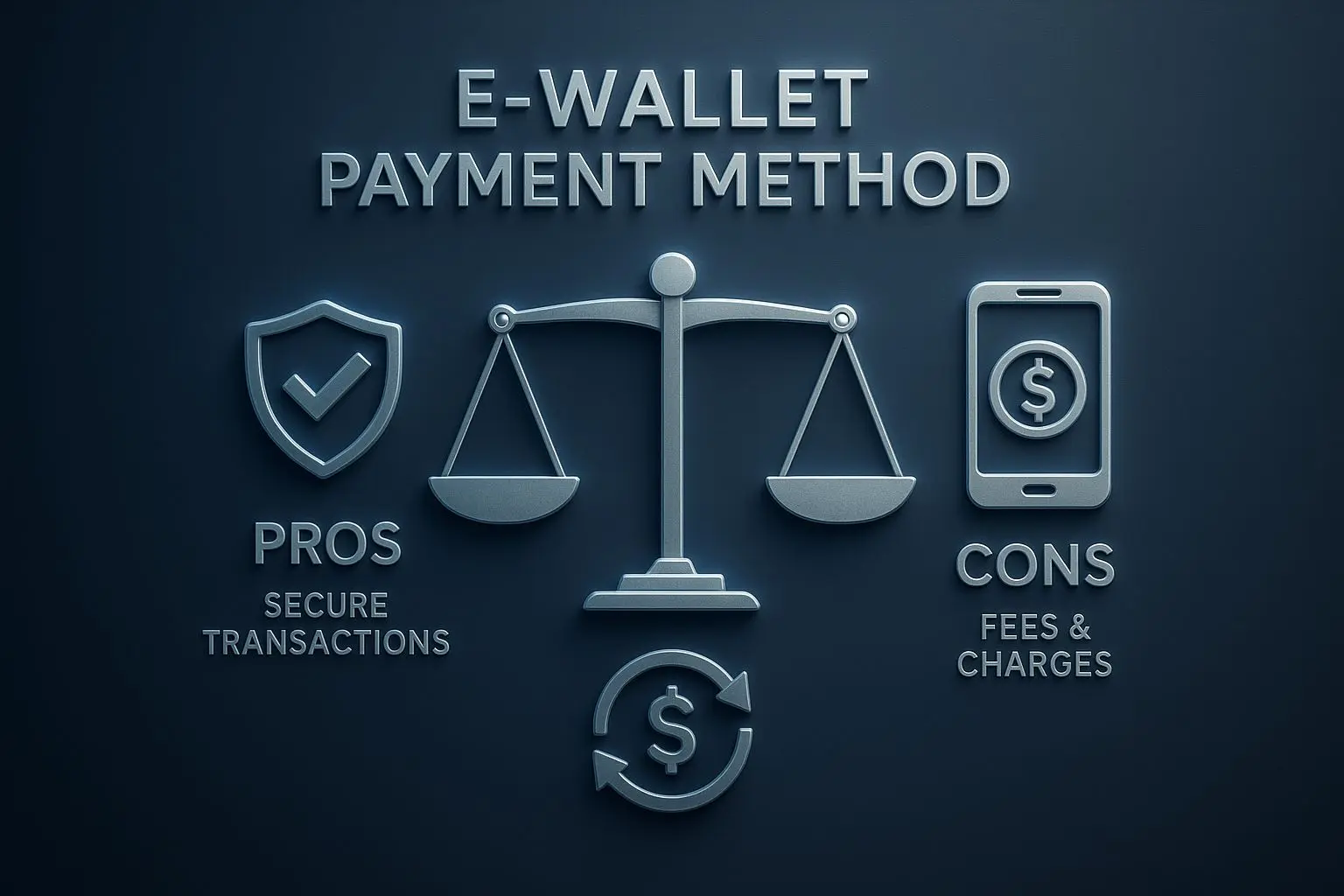 Pros and cons graphic for using an e-wallet payment method on a gaming site