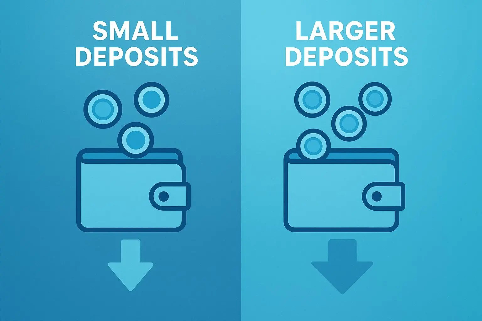 Infographic comparing relative cost of small and larger Skrill deposits