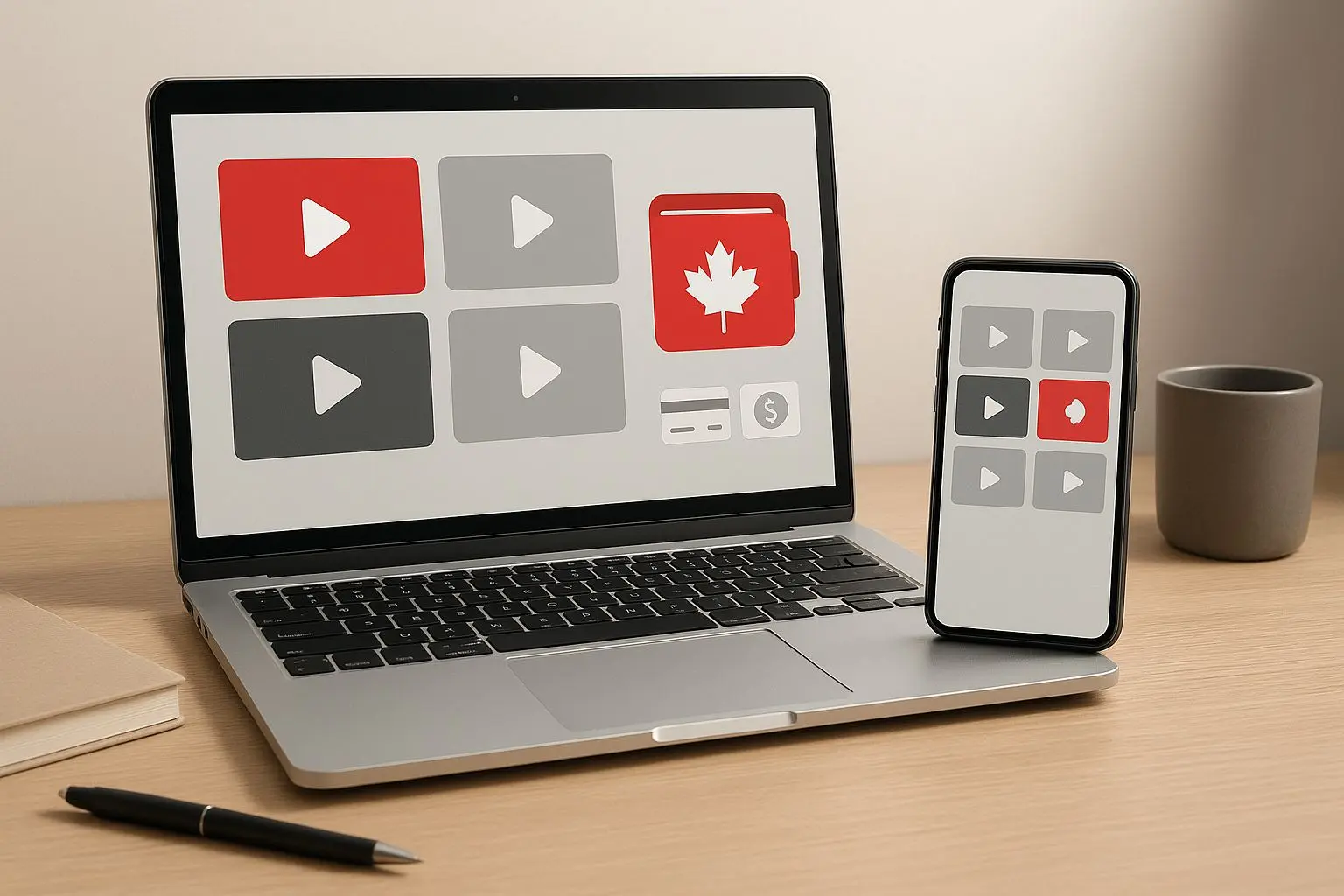 Laptop and phone comparing top Skrill-friendly no wagering options for Canada