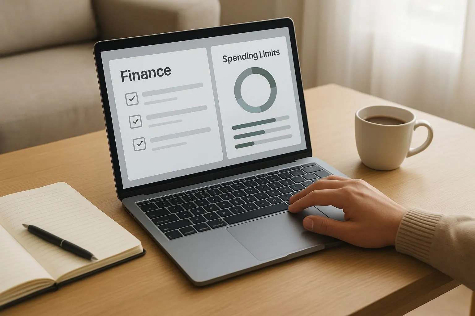 User managing a separate entertainment budget and spending limits on a laptop