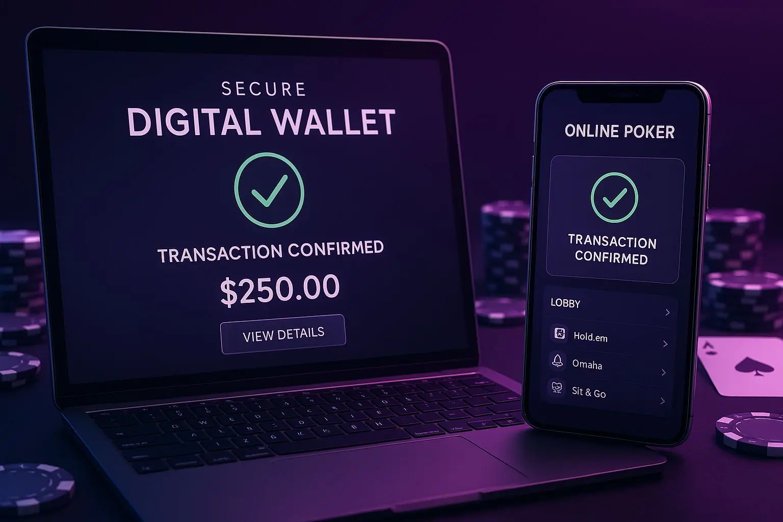 Digital wallet and online poker lobby for fast secure payments