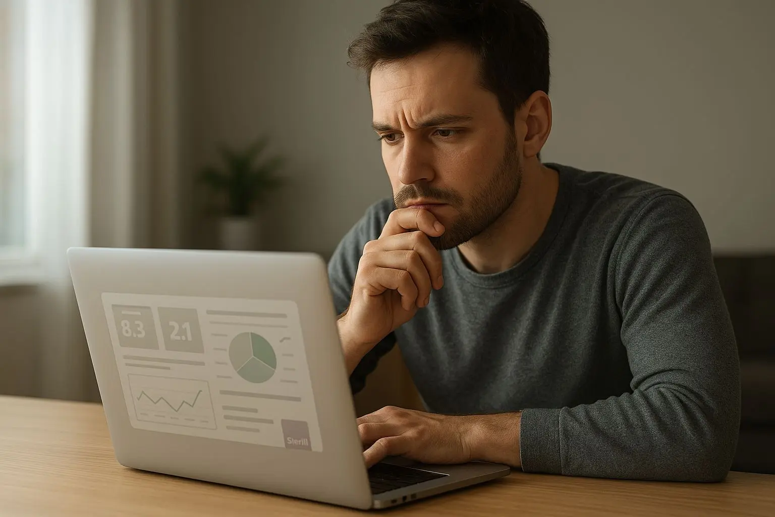 Canadian player checking game information on a laptop with Skrill wallet icon