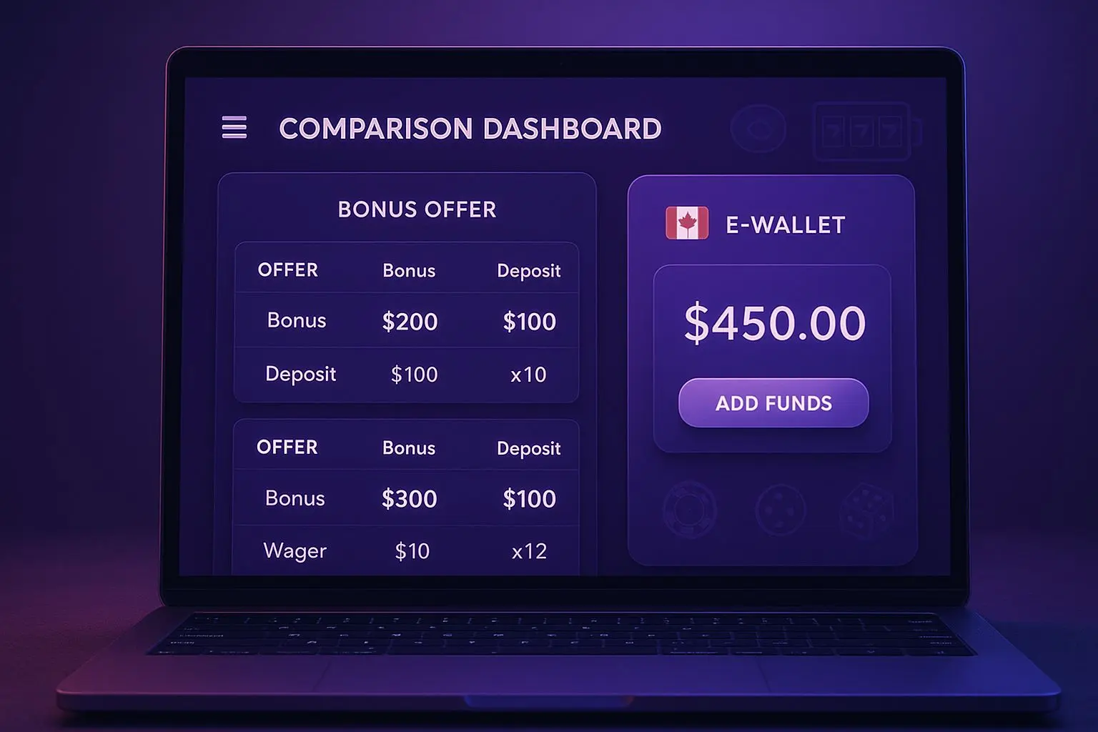 Comparison table of welcome offers with Skrill-style payment theme